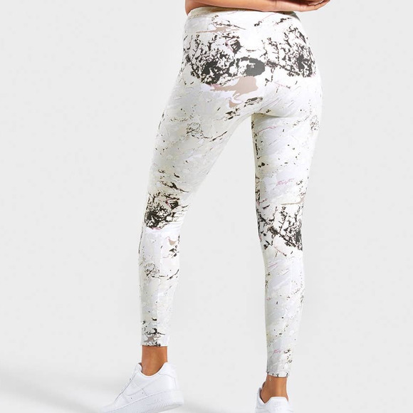Gymshark Pants - Gymshark White Ori High Rise Marble Ankle Leggings